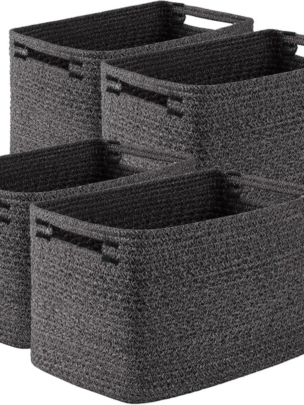 New 4Packs Natural Cotton Rope Storage Baskets for Organizing Toys, Clothes, Tow
